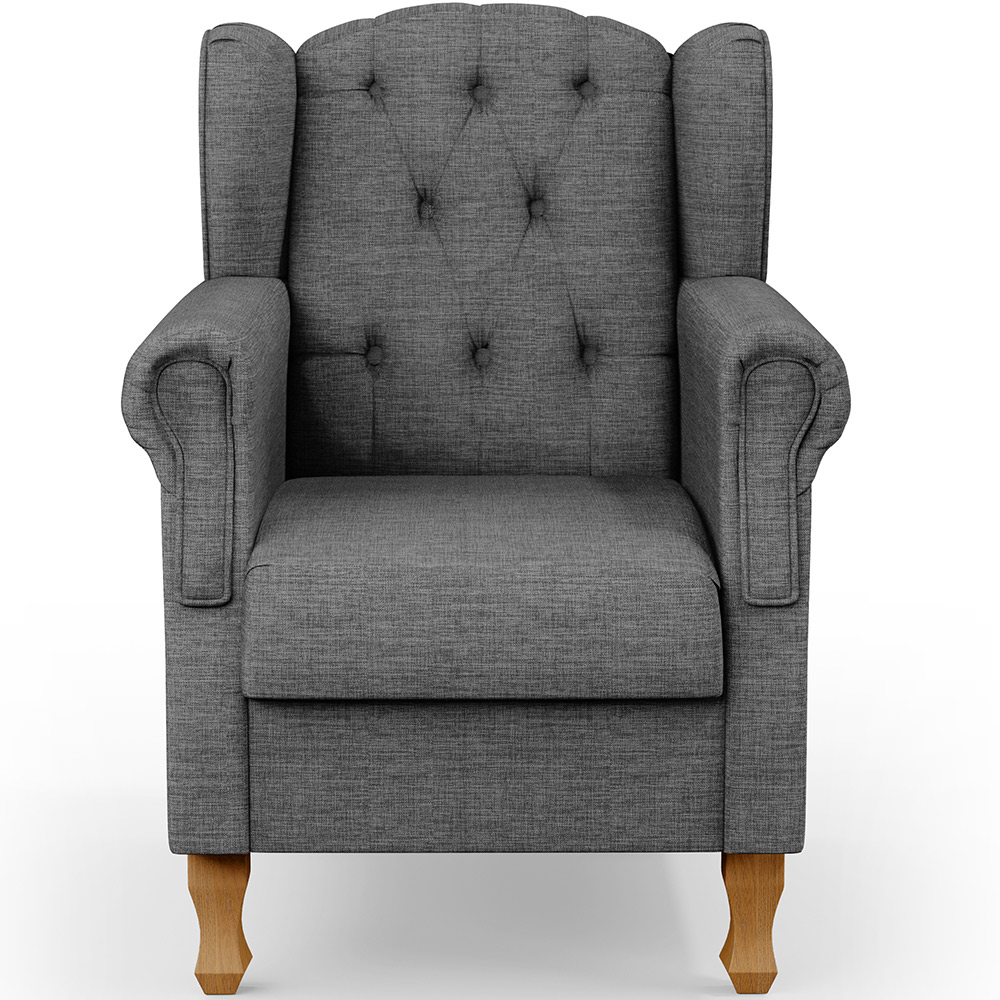 Poltrona Decorativa Para Sala de Estar Yara P02 Linho Cinza Escuro - Lyam Decor