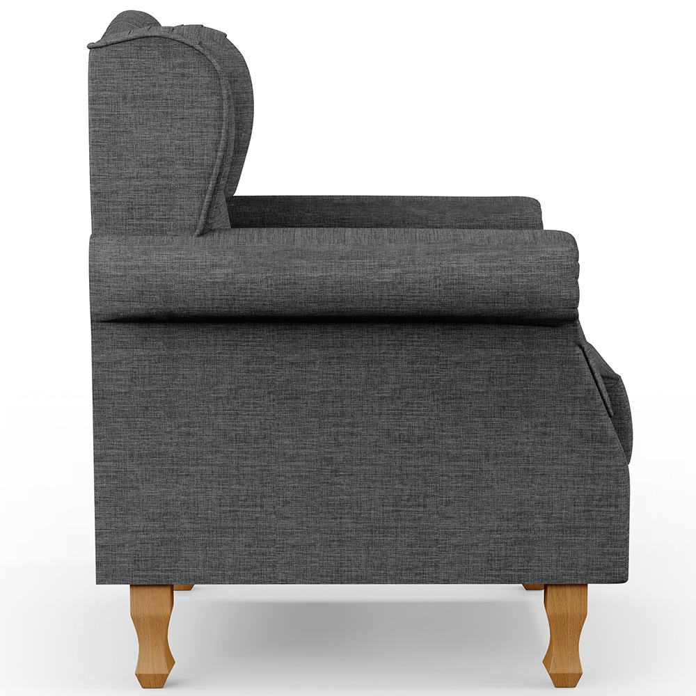Poltrona Decorativa Para Sala de Estar Yara P02 Linho Cinza Escuro - Lyam Decor