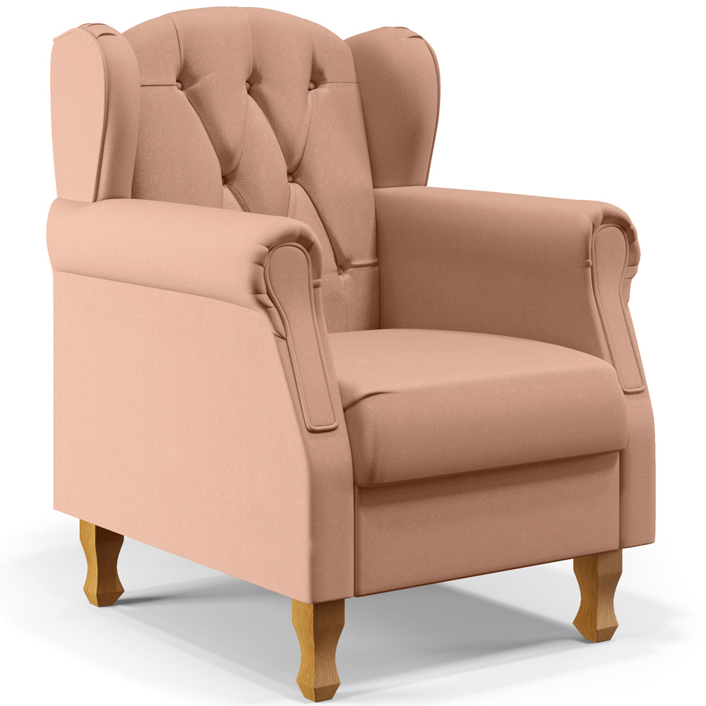 Poltrona Decorativa Para Sala de Estar Yara P02 Linho Rosê - Lyam Decor