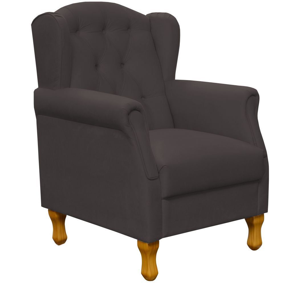 Poltrona Decorativa Para Sala de Estar Yara P02 Suede Marrom - Lyam Decor