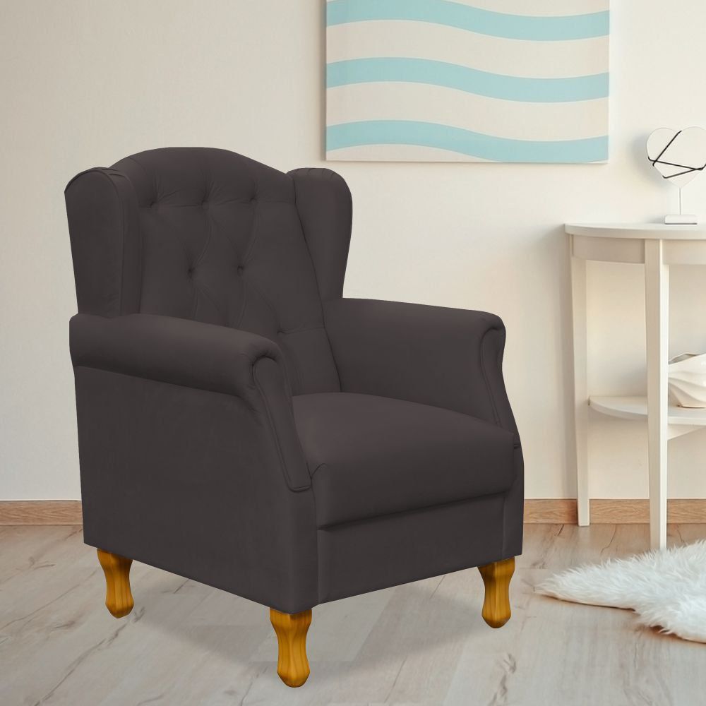 Poltrona Decorativa Para Sala de Estar Yara P02 Suede Marrom - Lyam Decor