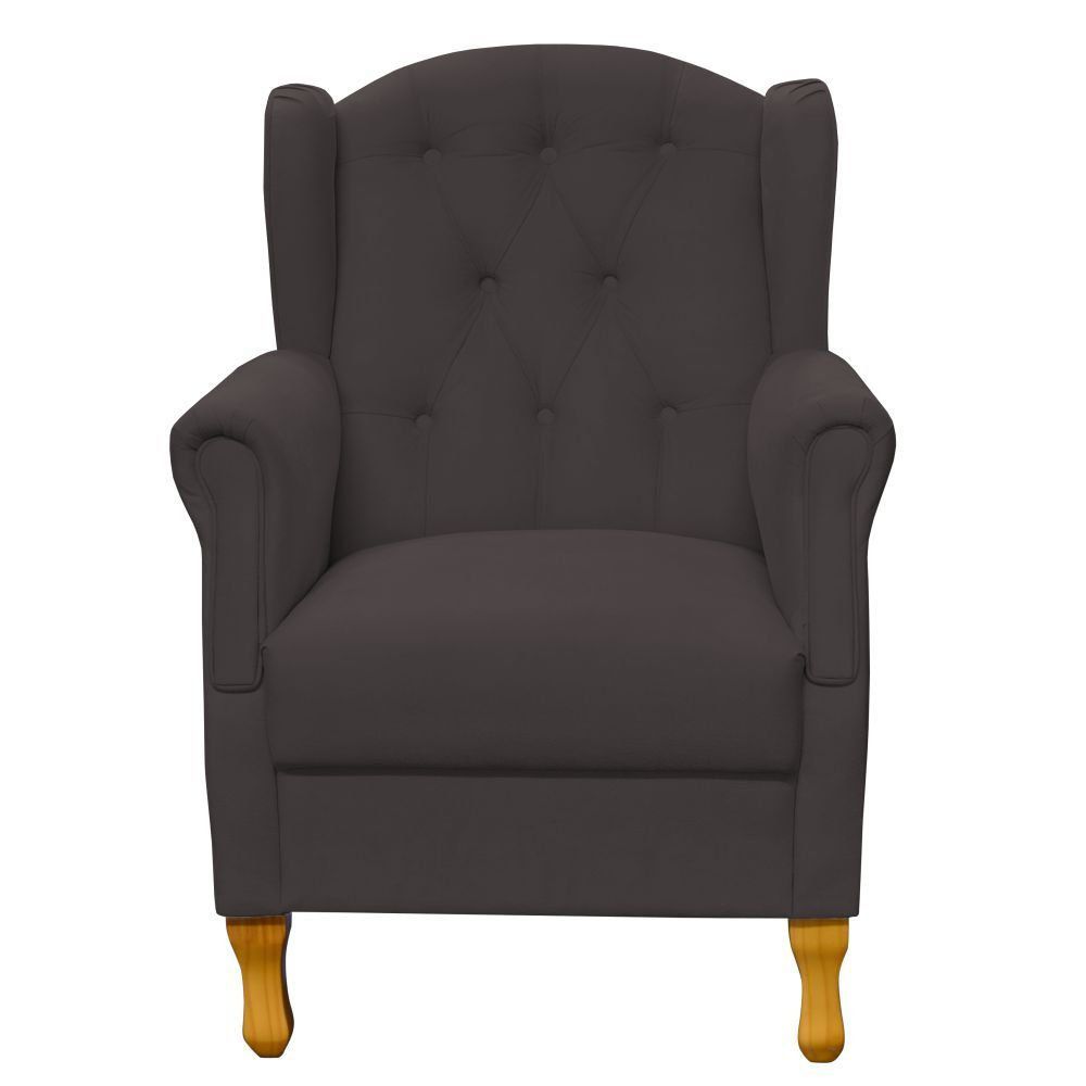 Poltrona Decorativa Para Sala de Estar Yara P02 Suede Marrom - Lyam Decor