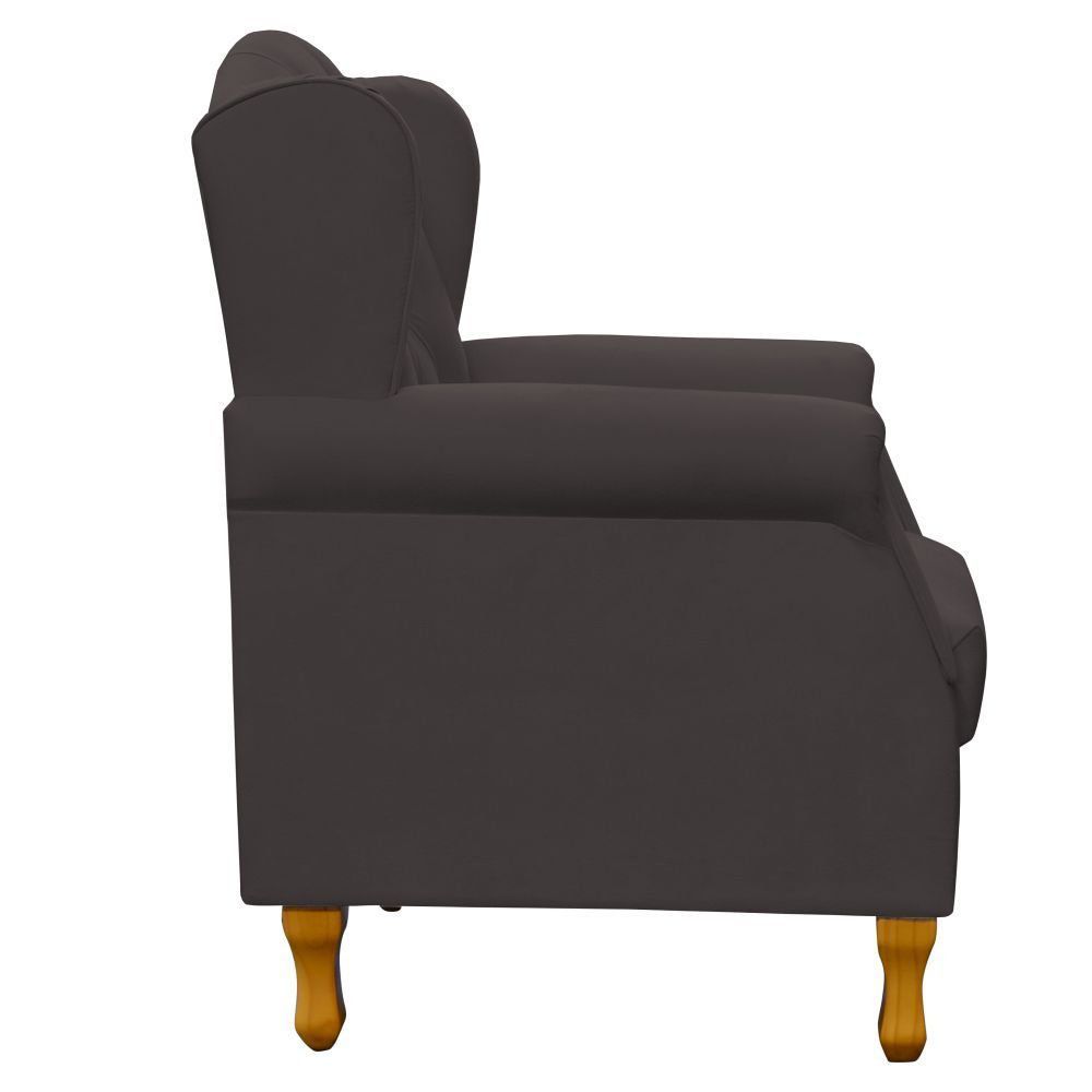 Poltrona Decorativa Para Sala de Estar Yara P02 Suede Marrom - Lyam Decor