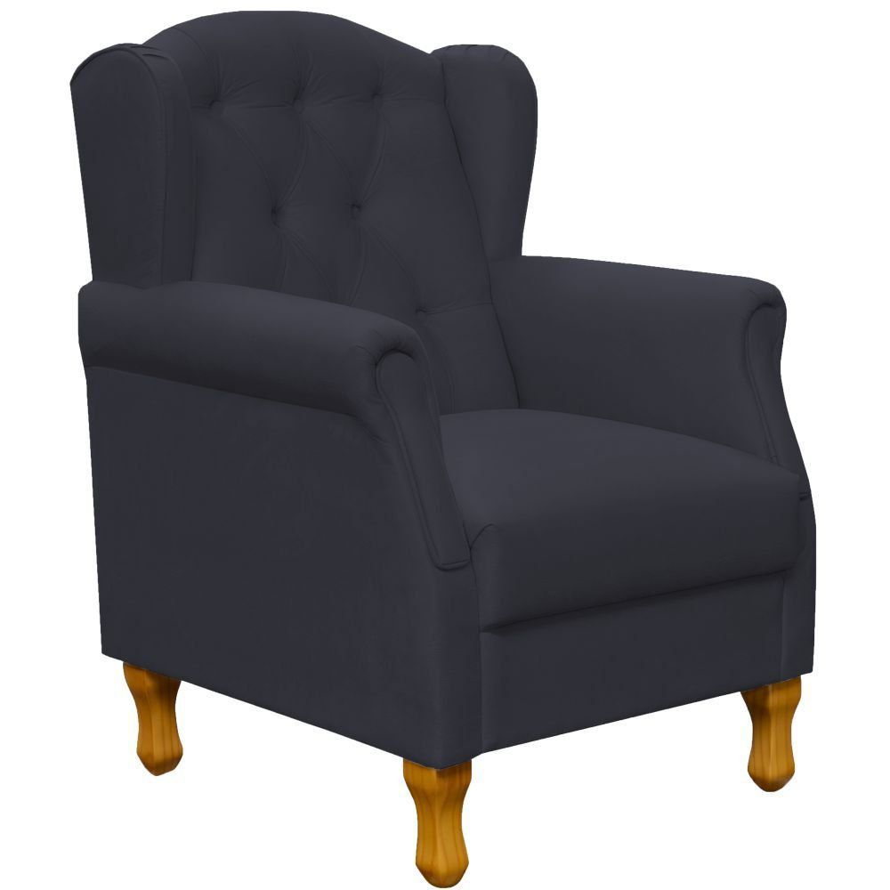 Poltrona Decorativa Para Sala de Estar Yara P02 Suede Preto - Lyam Decor