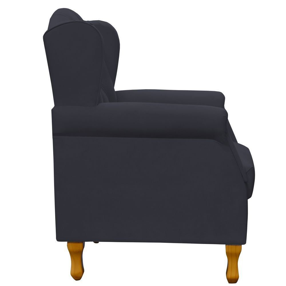 Poltrona Decorativa Para Sala de Estar Yara P02 Suede Preto - Lyam Decor