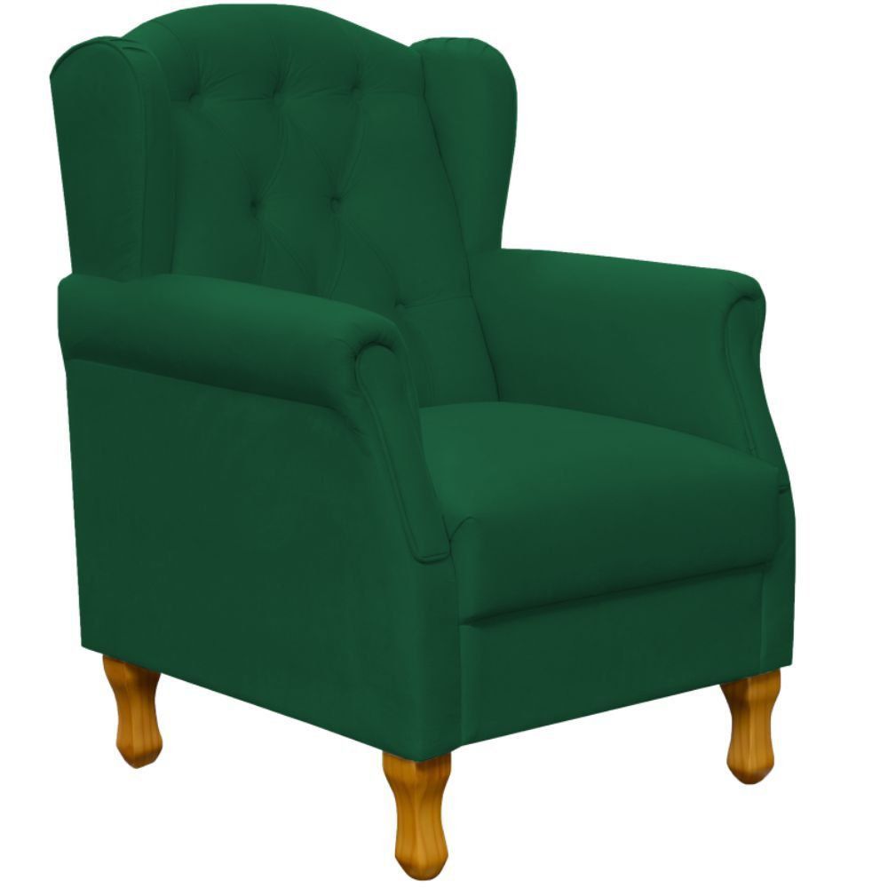 Poltrona Decorativa Para Sala de Estar Yara P02 Suede Verde Musgo - Lyam Decor