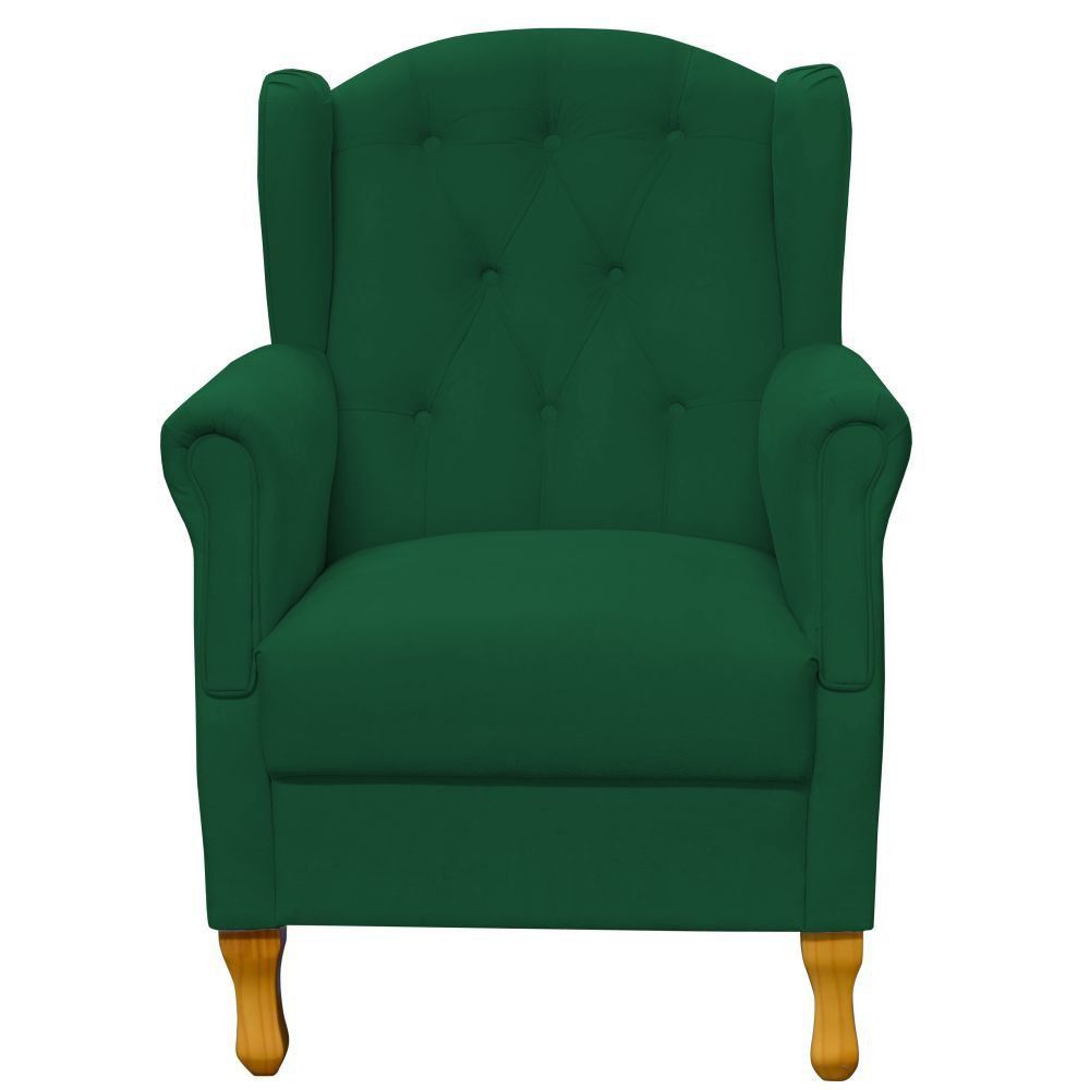 Poltrona Decorativa Para Sala de Estar Yara P02 Suede Verde Musgo - Lyam Decor