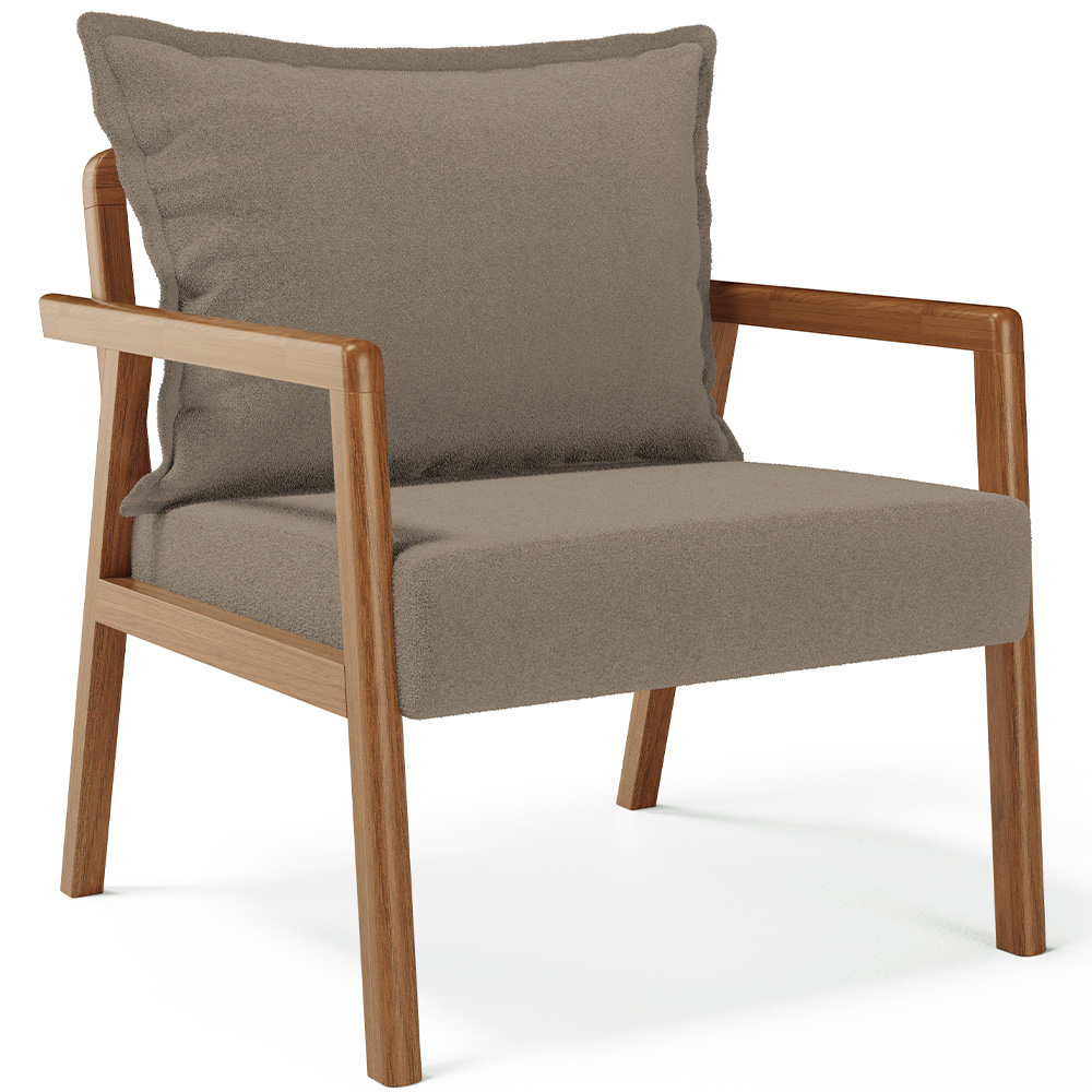 Poltrona Decorativa Para Sala de Estar e Living Alícia L02 Bouclê Bege - Lyam Decor