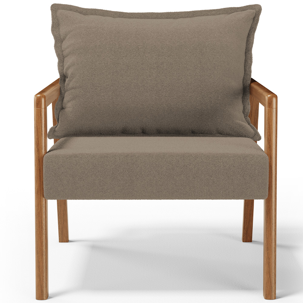 Poltrona Decorativa Para Sala de Estar e Living Alícia L02 Bouclê Bege - Lyam Decor