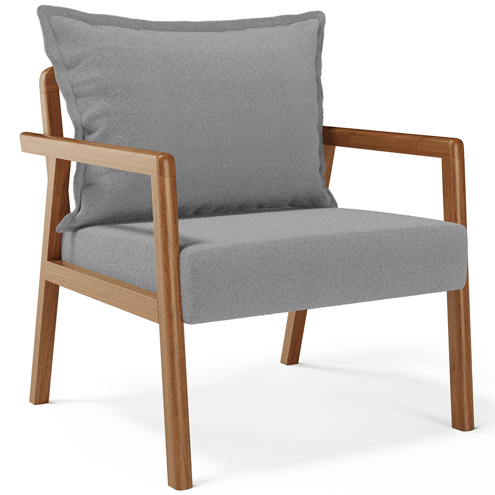 Poltrona Decorativa Para Sala de Estar e Living Alícia L02 Bouclê Cinza - Lyam Decor