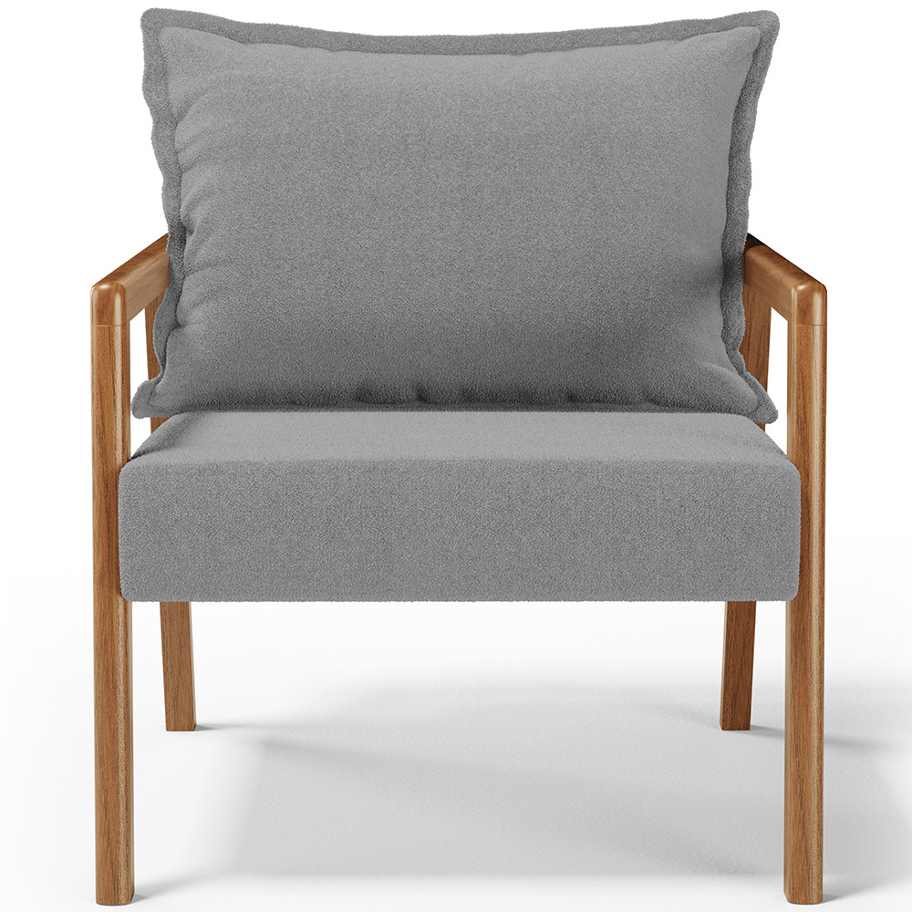 Poltrona Decorativa Para Sala de Estar e Living Alícia L02 Bouclê Cinza - Lyam Decor