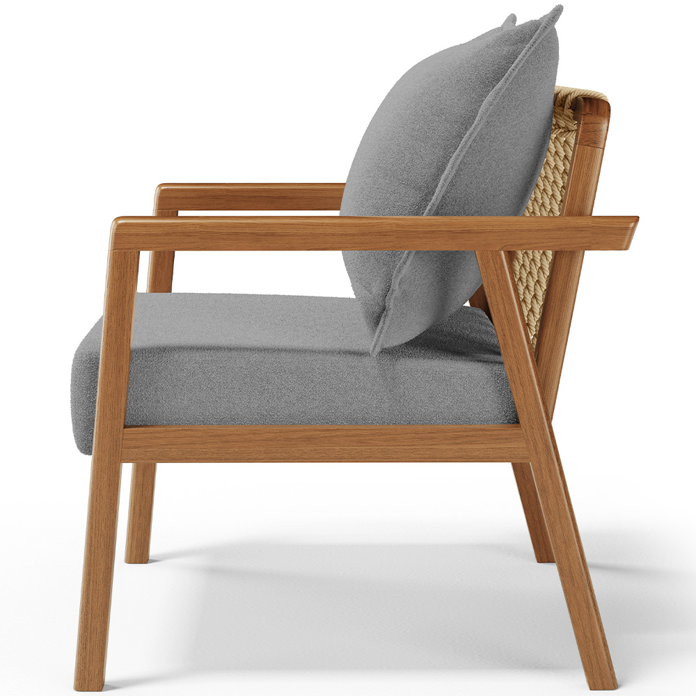 Poltrona Decorativa Para Sala de Estar e Living Alícia L02 Bouclê Cinza - Lyam Decor