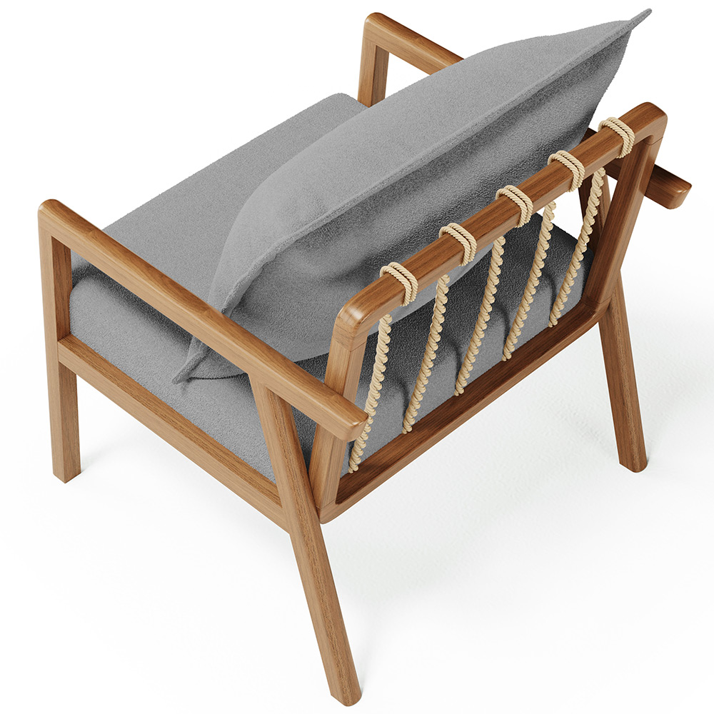 Poltrona Decorativa Para Sala de Estar e Living Alícia L02 Bouclê Cinza - Lyam Decor