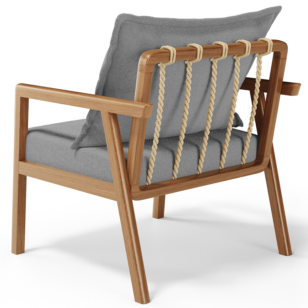 Poltrona Decorativa Para Sala de Estar e Living Alícia L02 Bouclê Cinza - Lyam Decor