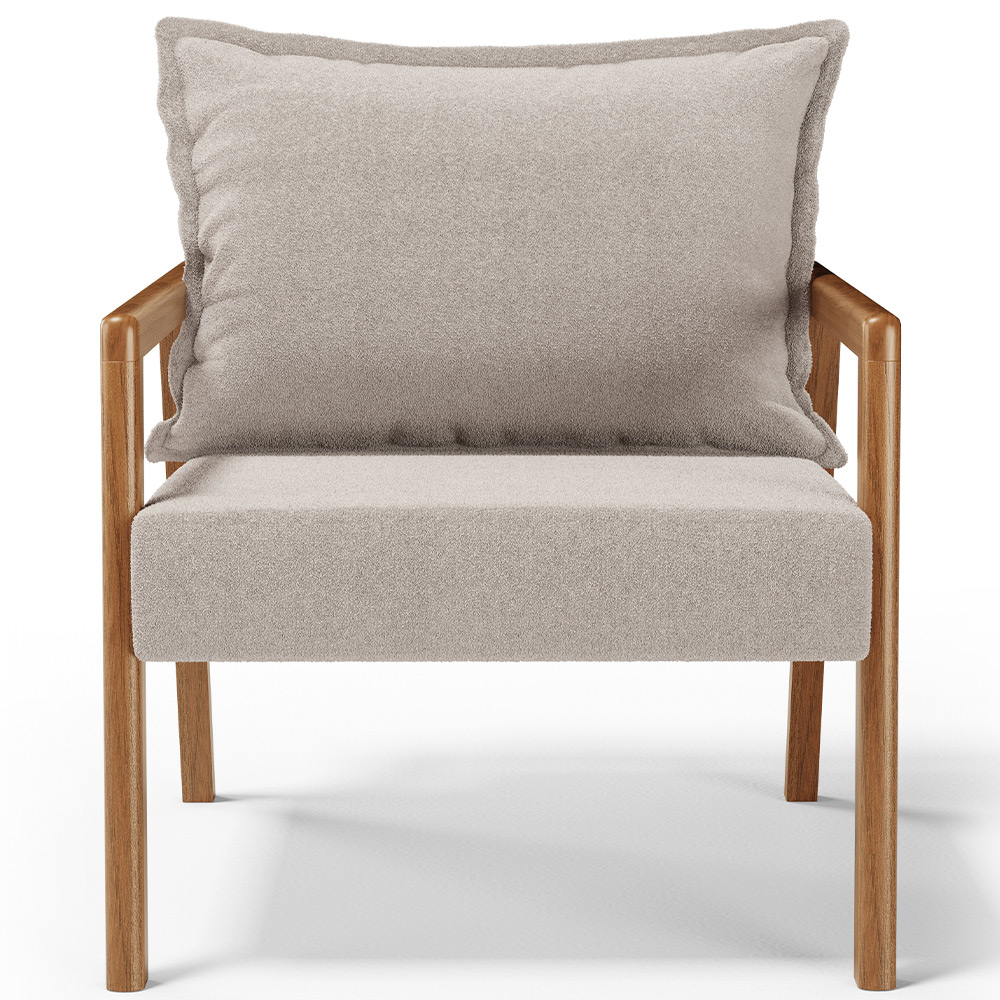 Poltrona Decorativa Para Sala de Estar e Living Alícia L02 Bouclê Creme - Lyam Decor
