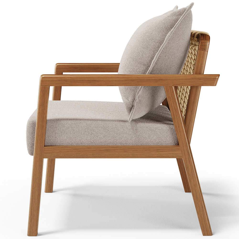 Poltrona Decorativa Para Sala de Estar e Living Alícia L02 Bouclê Creme - Lyam Decor