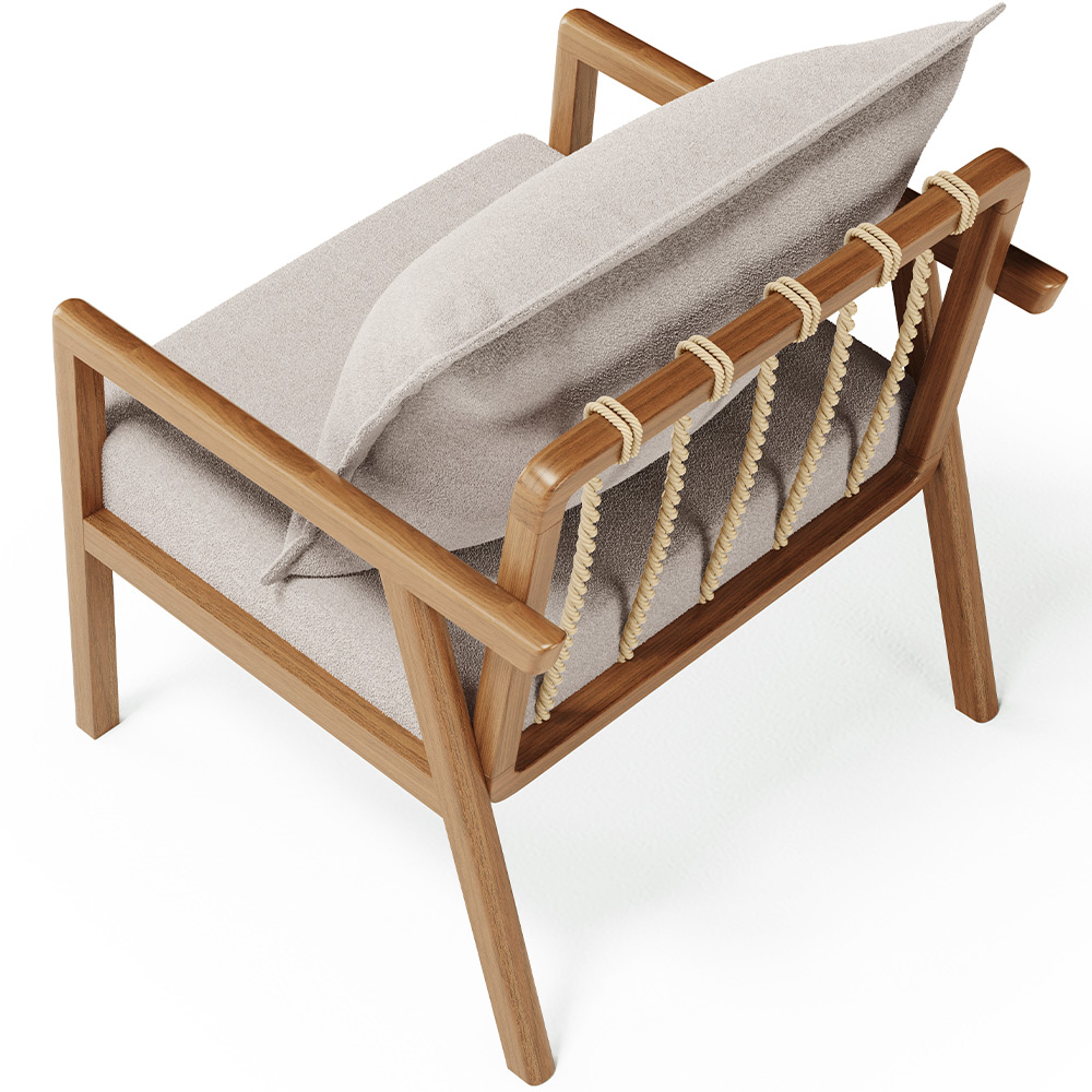 Poltrona Decorativa Para Sala de Estar e Living Alícia L02 Bouclê Creme - Lyam Decor