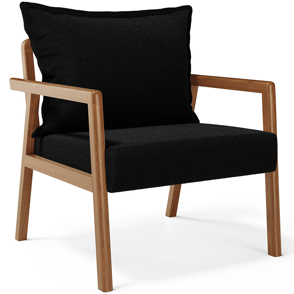 Poltrona Decorativa Para Sala de Estar e Living Alícia L02 Bouclê Preto - Lyam Decor