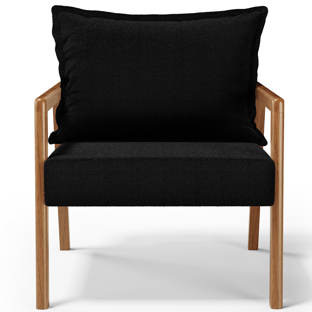 Poltrona Decorativa Para Sala de Estar e Living Alícia L02 Bouclê Preto - Lyam Decor