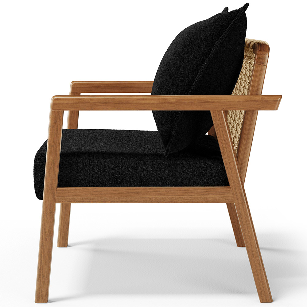 Poltrona Decorativa Para Sala de Estar e Living Alícia L02 Bouclê Preto - Lyam Decor