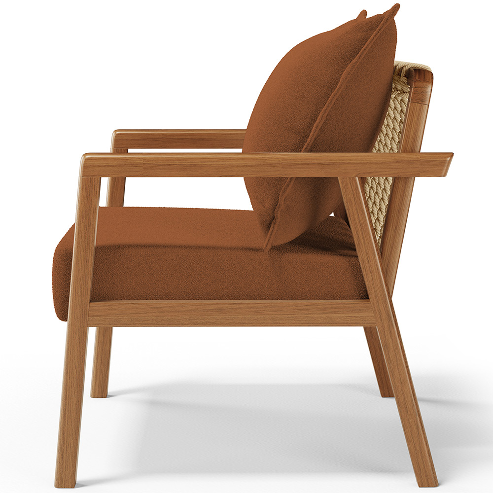 Poltrona Decorativa Para Sala de Estar e Living Alícia L02 Bouclê Terracota - Lyam Decor