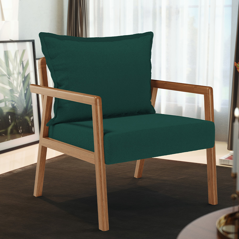 Poltrona Decorativa Para Sala de Estar e Living Alícia L02 Bouclê Verde - Lyam Decor
