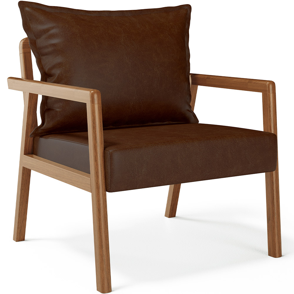 Poltrona Decorativa Para Sala de Estar e Living Alícia L02 Couríssimo Marrom - Lyam Decor