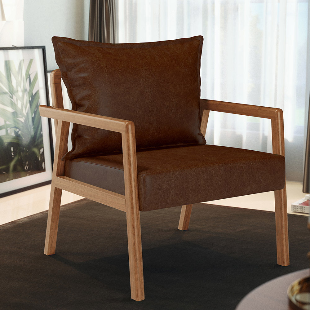Poltrona Decorativa Para Sala de Estar e Living Alícia L02 Couríssimo Marrom - Lyam Decor