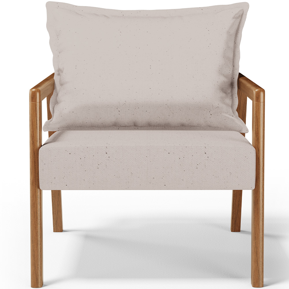 Poltrona Decorativa Para Sala de Estar e Living Alícia L02 Linho Bege - Lyam Decor