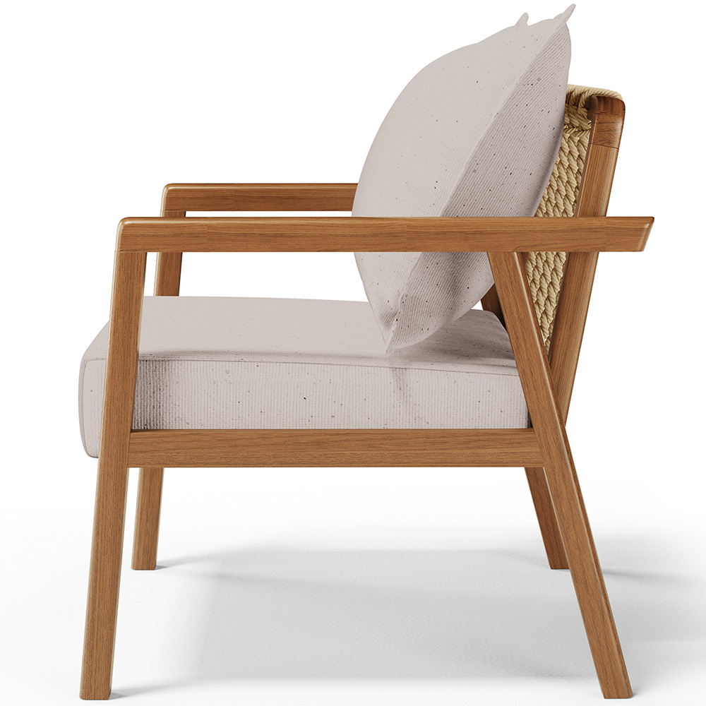 Poltrona Decorativa Para Sala de Estar e Living Alícia L02 Linho Bege - Lyam Decor