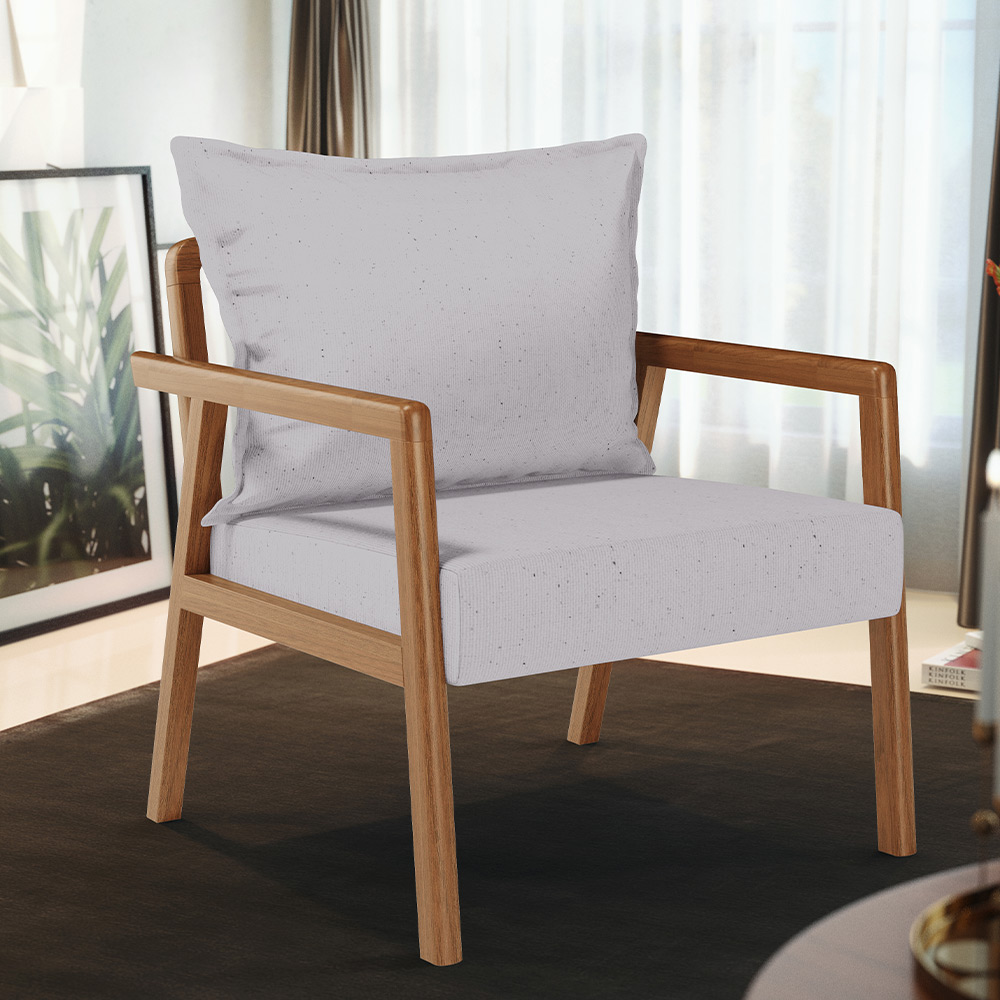 Poltrona Decorativa Para Sala de Estar e Living Alícia L02 Linho Cinza - Lyam Decor