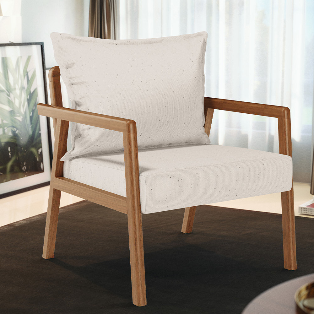 Poltrona Decorativa Para Sala de Estar e Living Alícia L02 Linho Cru - Lyam Decor