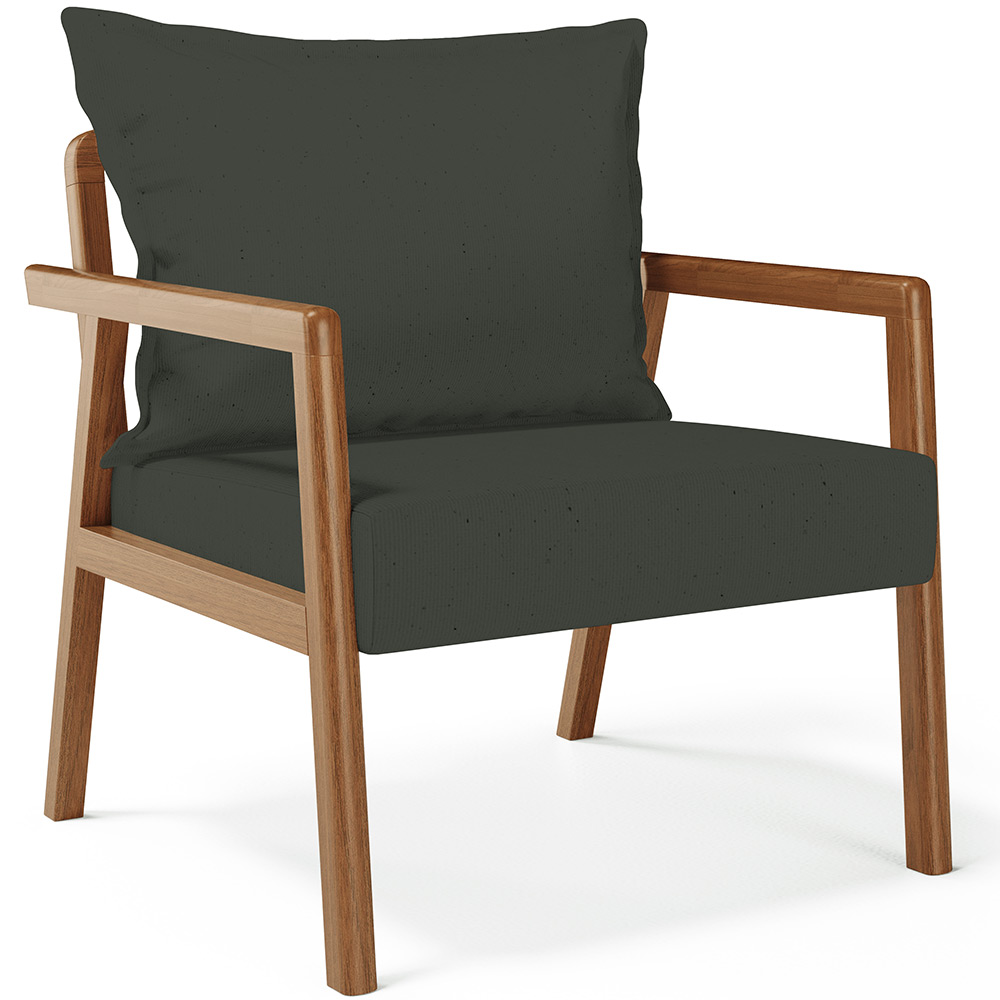 Poltrona Decorativa Para Sala de Estar e Living Alícia L02 Linho Verde Musgo - Lyam Decor