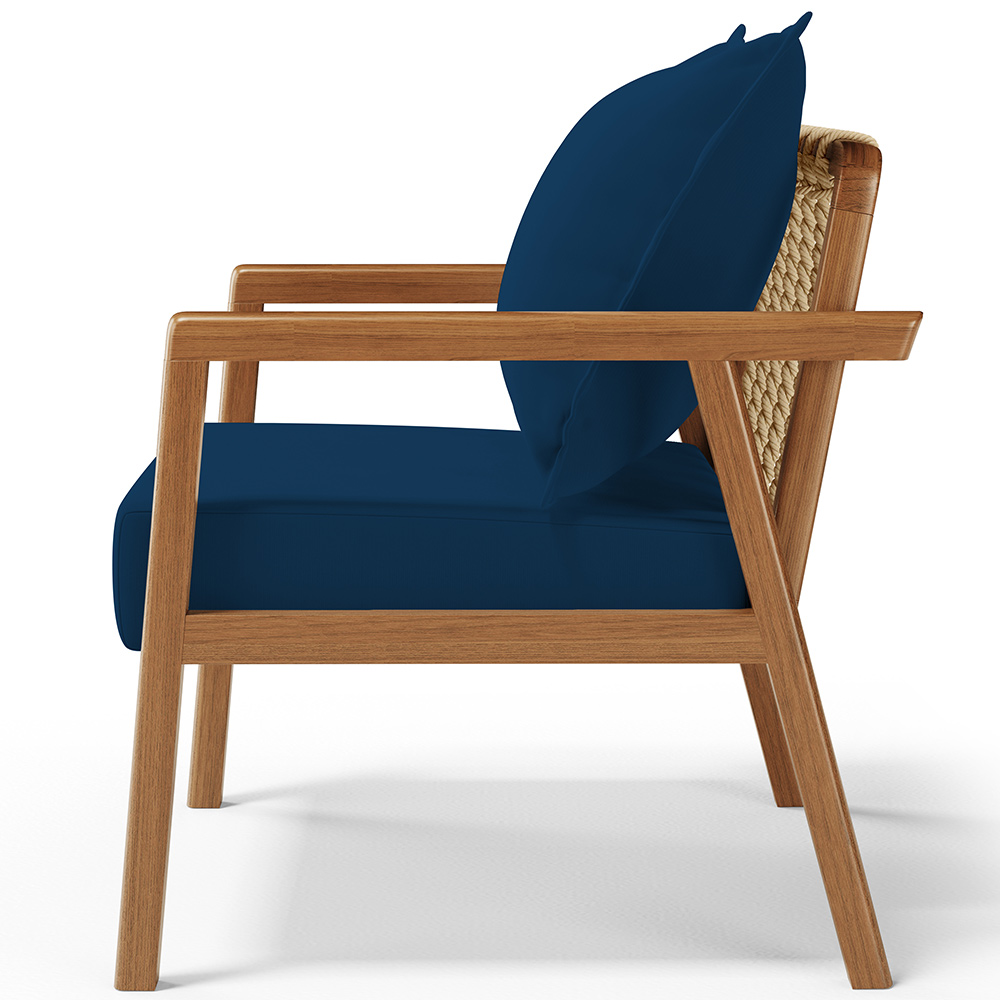 Poltrona Decorativa Para Sala de Estar e Living Alícia L02 Suede Azul Marinho - Lyam Decor