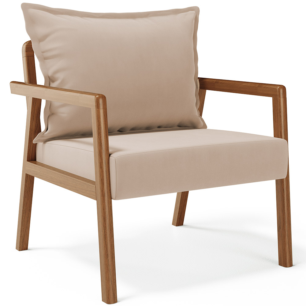 Poltrona Decorativa Para Sala de Estar e Living Alícia L02 Suede Bege - Lyam Decor
