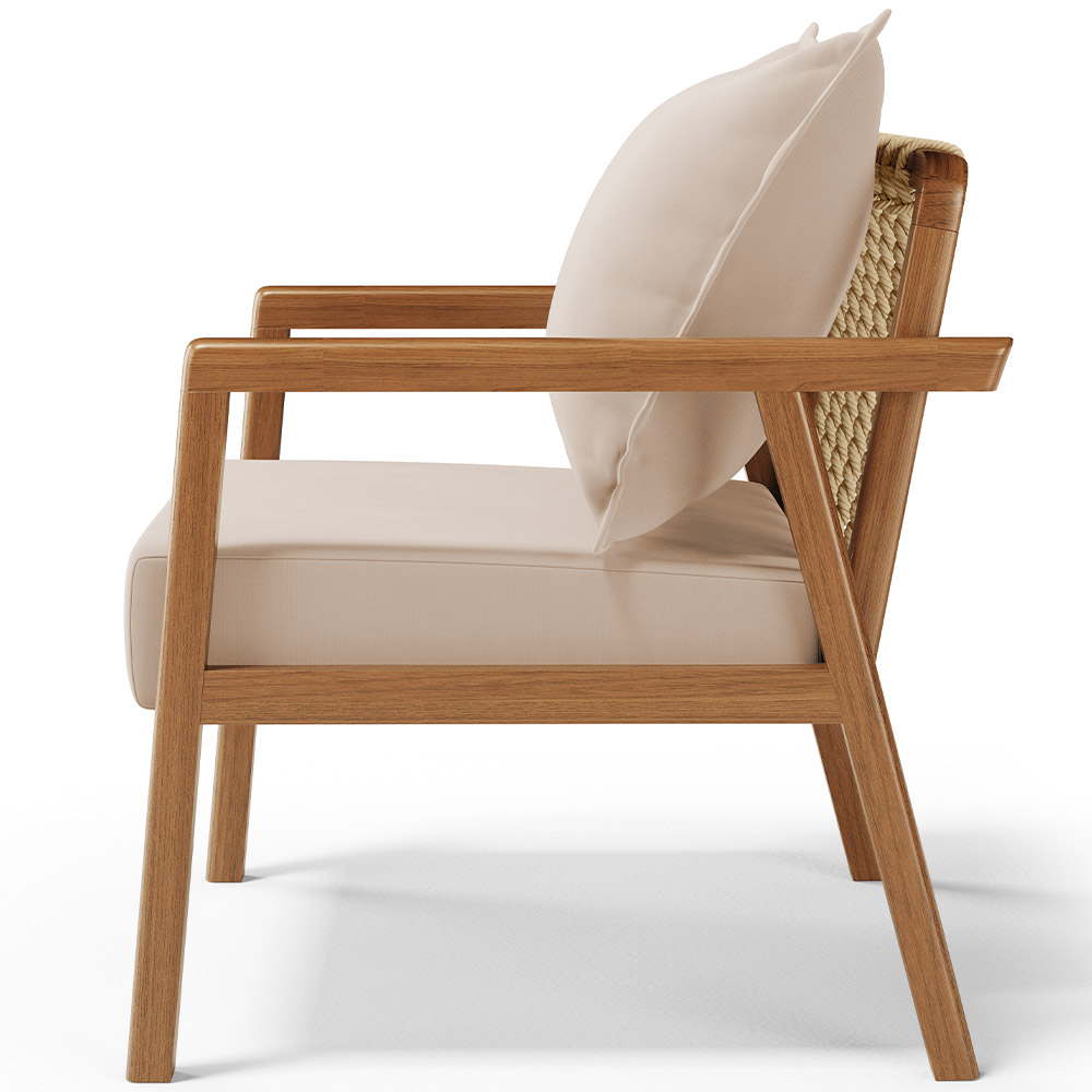 Poltrona Decorativa Para Sala de Estar e Living Alícia L02 Suede Bege - Lyam Decor