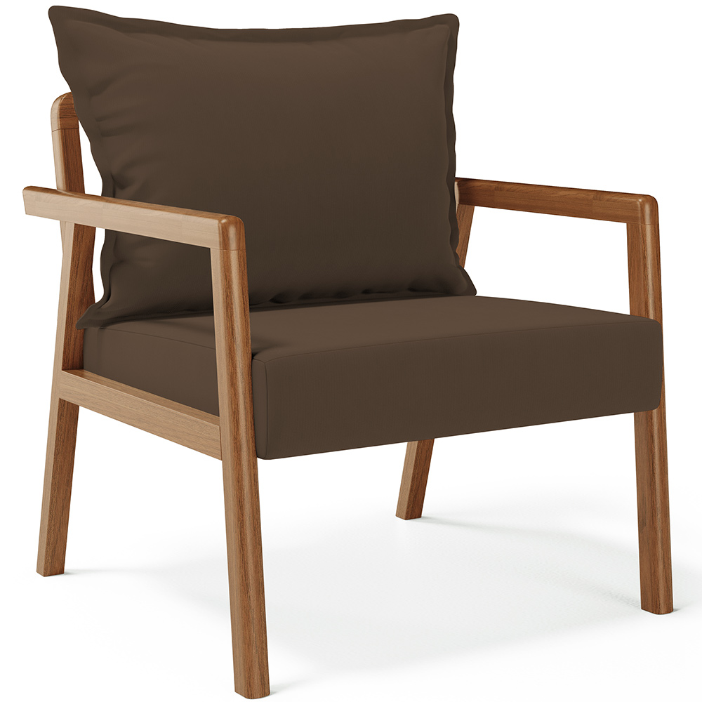 Poltrona Decorativa Para Sala de Estar e Living Alícia L02 Suede Marrom - Lyam Decor