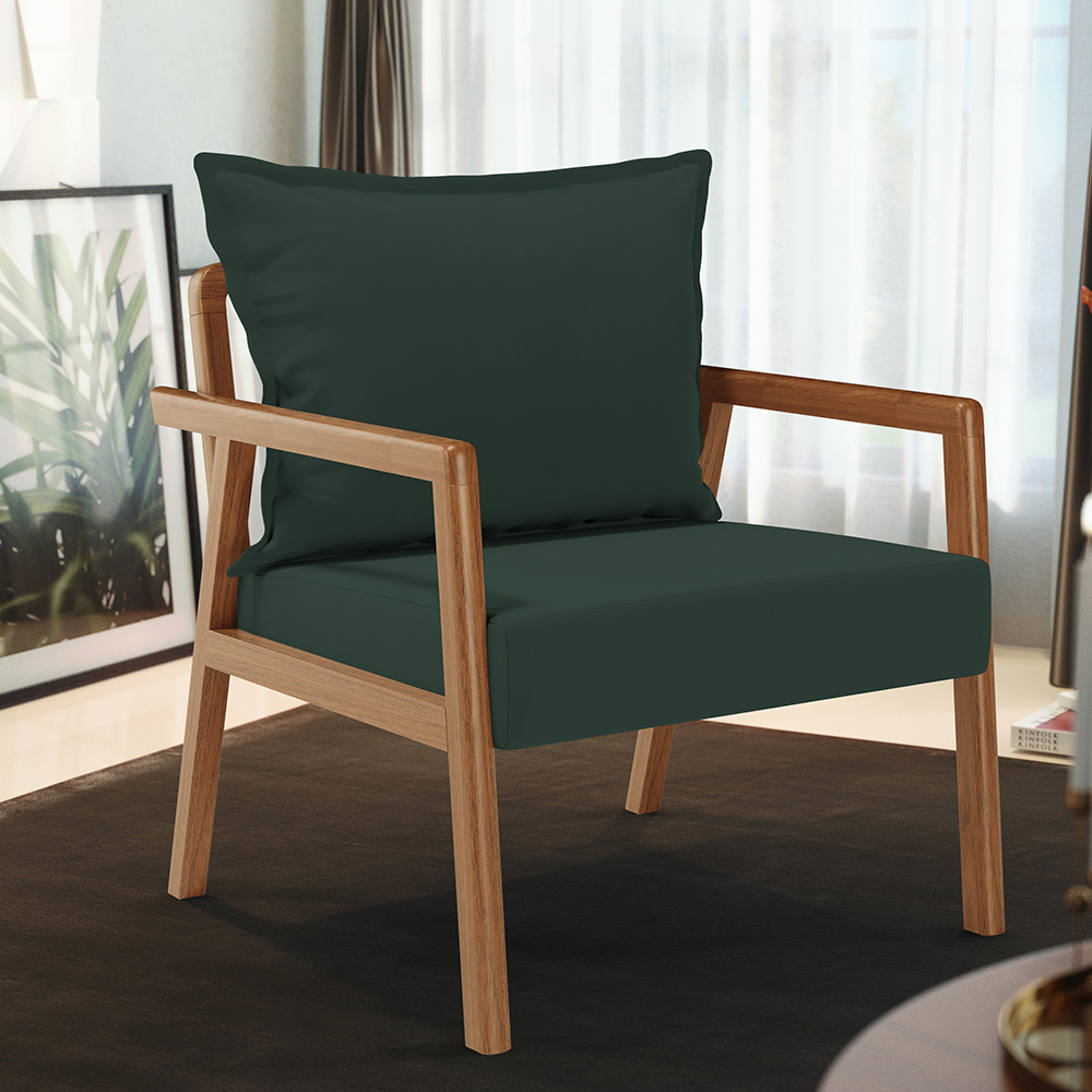 Poltrona Decorativa Para Sala de Estar e Living Alícia L02 Suede Verde Musgo - Lyam Decor