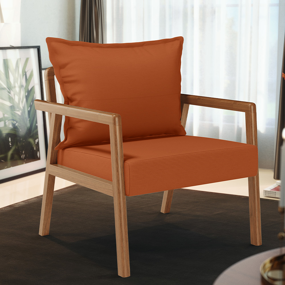 Poltrona Decorativa Para Sala de Estar e Living Alícia L02 Tecido Terracota - Lyam Decor
