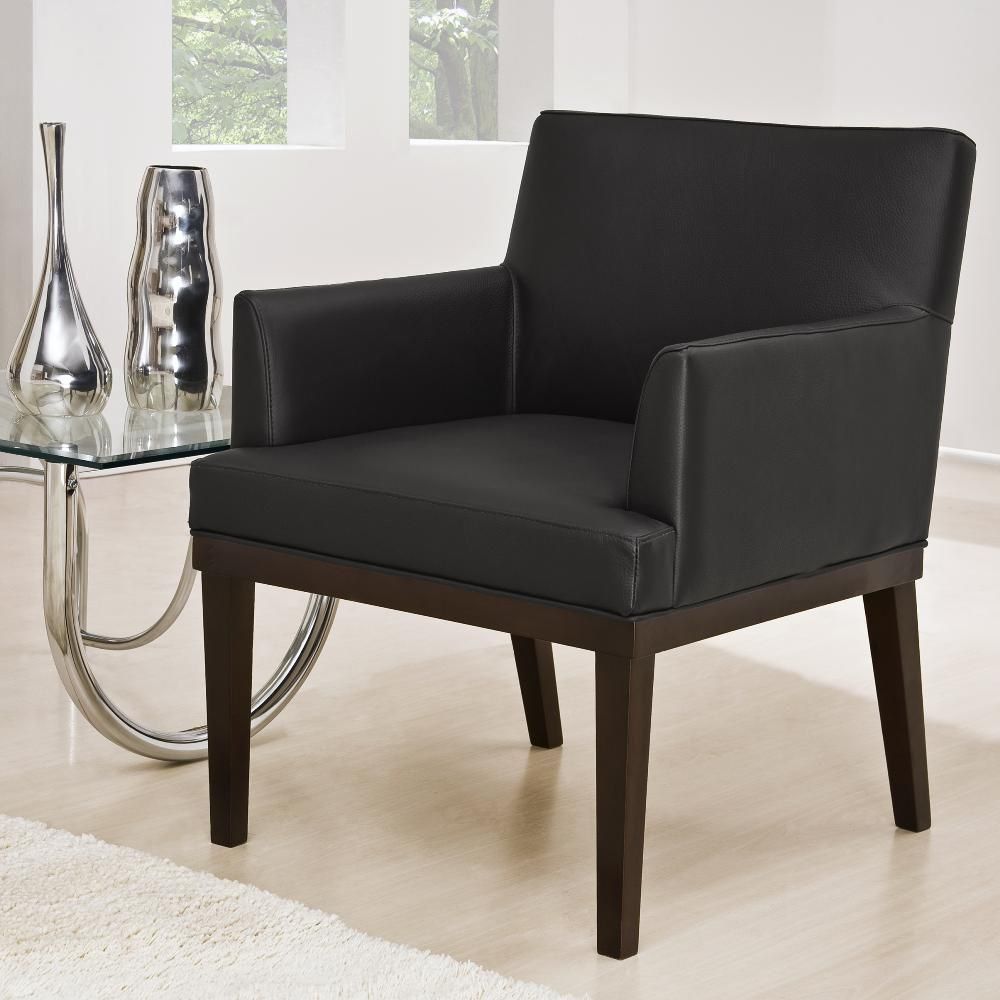 Poltrona Decorativa Para Sala de Estar e Recepção Beatriz W01 Corino Preto - Lyam Decor