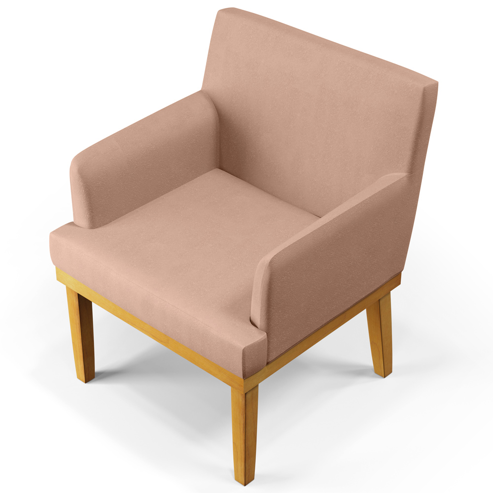 Poltrona Decorativa Para Sala de Estar e Recepção Beatriz W01 Linho Rosê - Lyam Decor