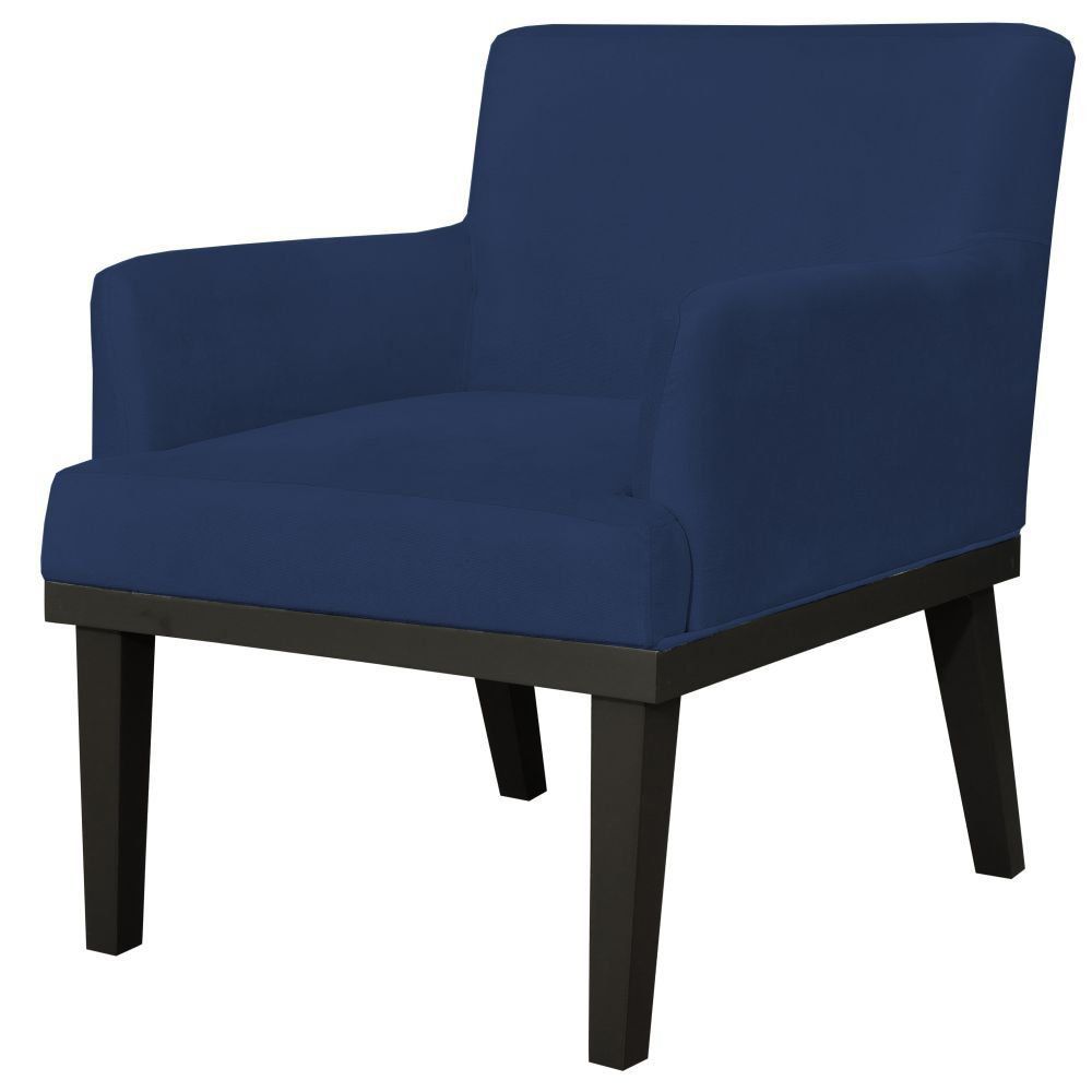 Poltrona Decorativa Para Sala de Estar e Recepção Beatriz W01 Suede Azul Marinho - Lyam Decor