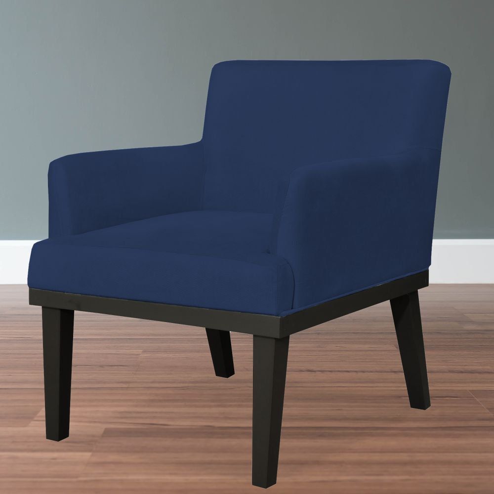 Poltrona Decorativa Para Sala de Estar e Recepção Beatriz W01 Suede Azul Marinho - Lyam Decor
