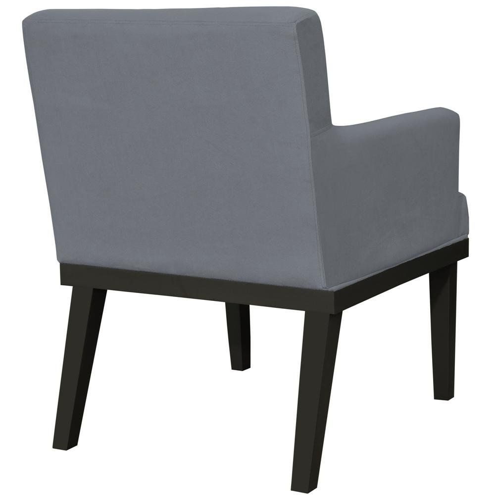 Poltrona Decorativa Para Sala de Estar e Recepção Beatriz W01 Suede Cinza - Lyam Decor