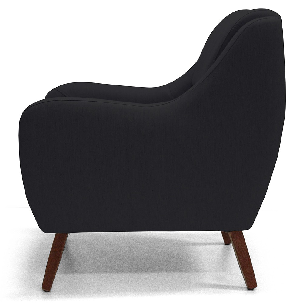 Poltrona Decorativa Para Sala de Estar e Recepção Gooby D02 Veludo Preto C-300 - Lyam Decor