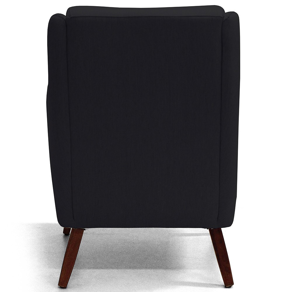 Poltrona Decorativa Para Sala de Estar e Recepção Gooby D02 Veludo Preto C-300 - Lyam Decor