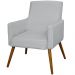 Poltrona Decorativa Para Sala de Estar e Recepção Maria W01 Linho Cinza - Lyam Decor