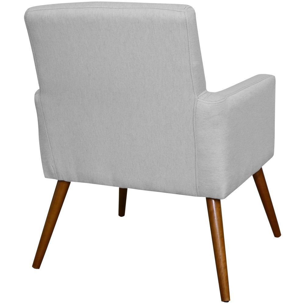 Poltrona Decorativa Para Sala de Estar e Recepção Maria W01 Linho Cinza - Lyam Decor