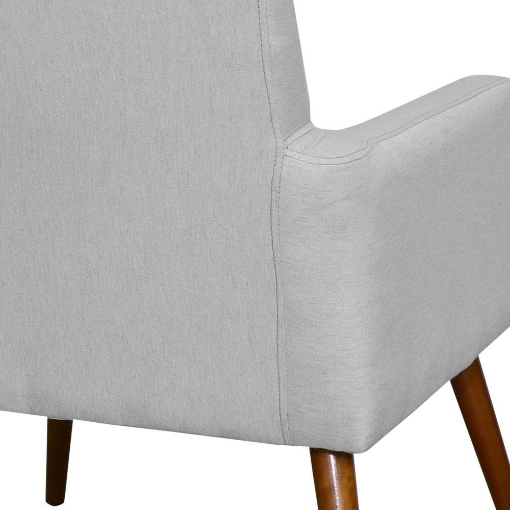 Poltrona Decorativa Para Sala de Estar e Recepção Maria W01 Linho Cinza - Lyam Decor