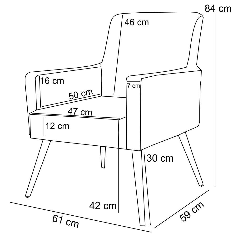Poltrona Decorativa Para Sala de Estar e Recepção Maria W01 Pés Palito Corino Branco - Lyam Decor